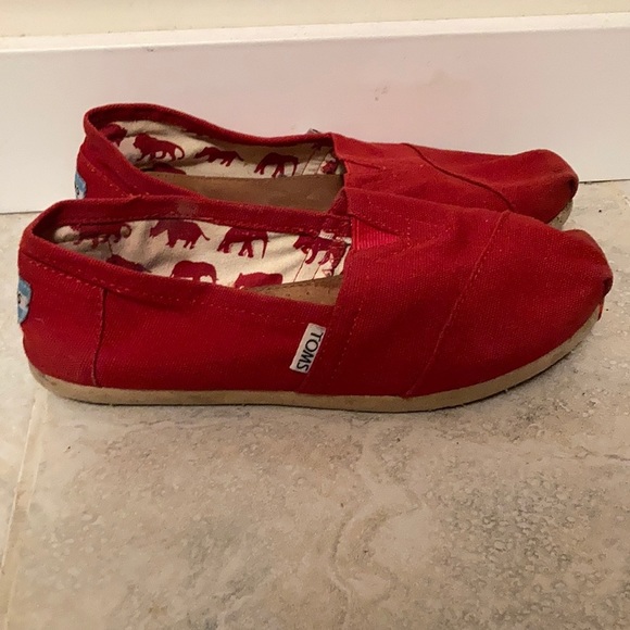 Toms Shoes - Toms red slip on canvas shoes size 7.5